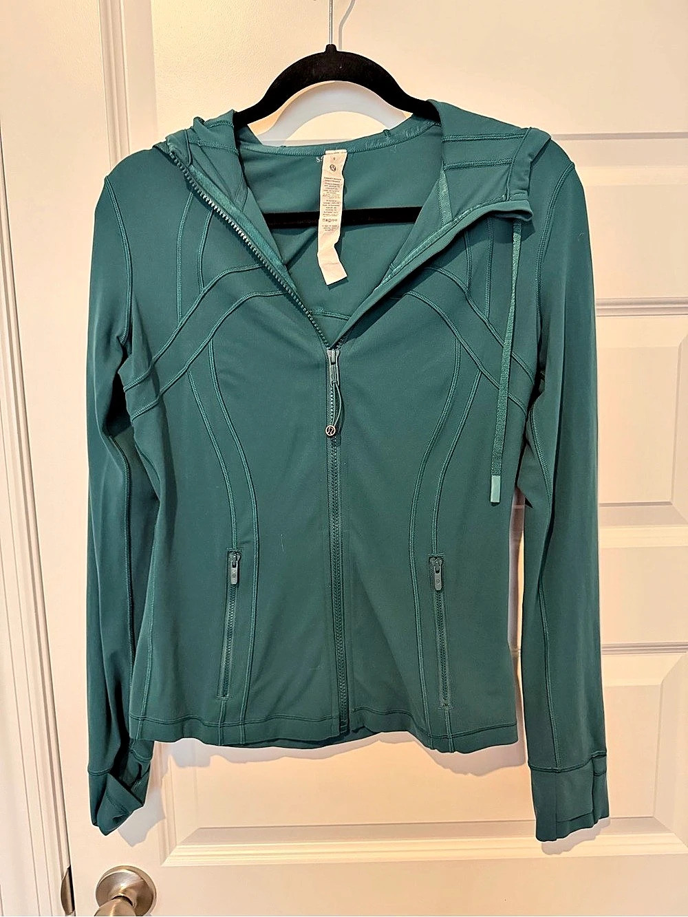 lululemon Define Jacket Hooded storm teal Green Size 8 nwot